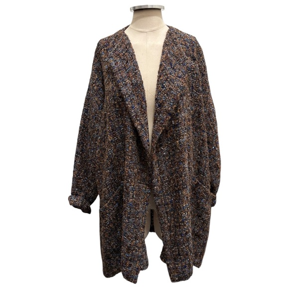 Eskander Tweed Wool Blend Oversized Open Front Cardigan Size 1 US 12 - Picture 1 of 14